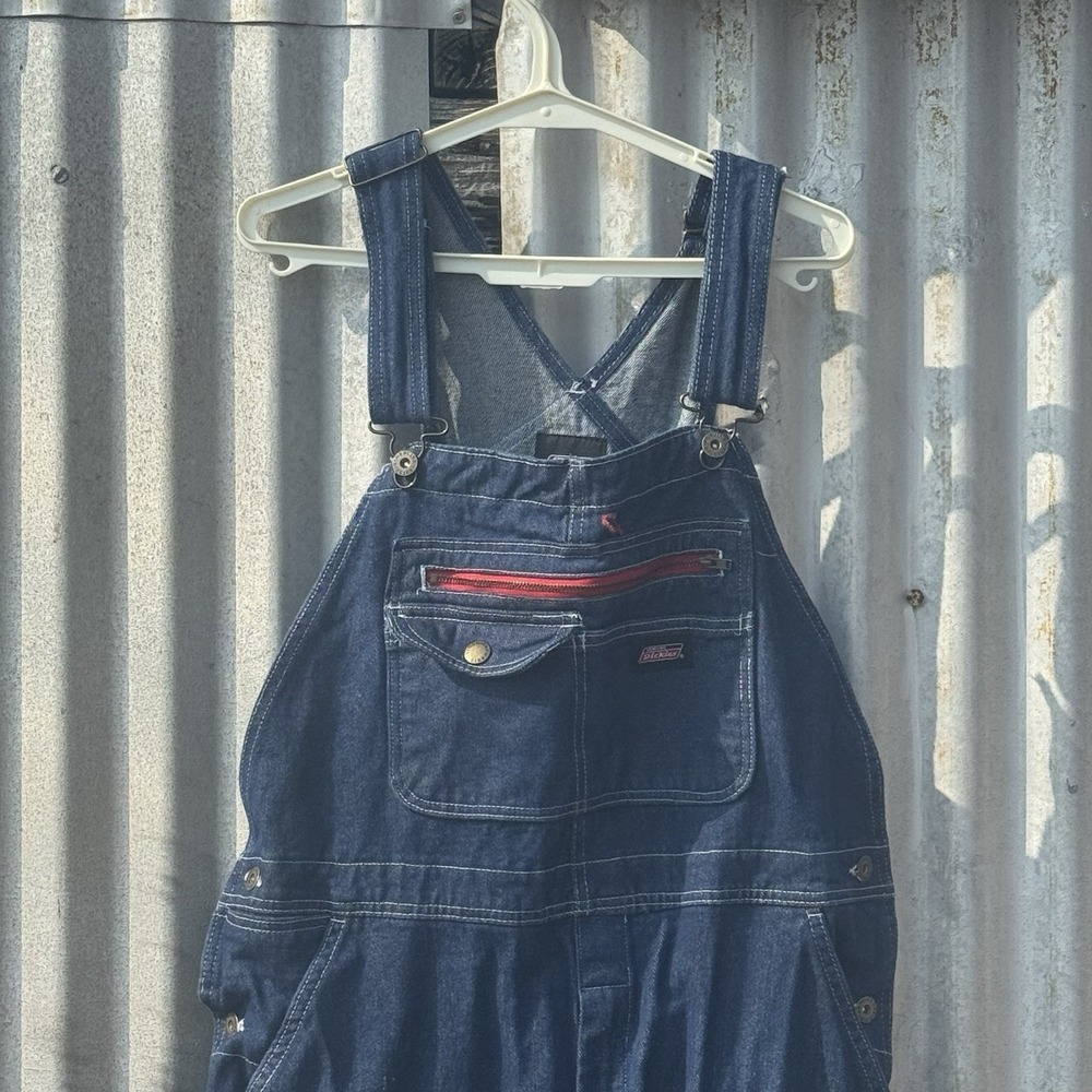 Dickies Dark Blue Denim Bib Overalls Medium Regular 40x31 Workwear Vintage